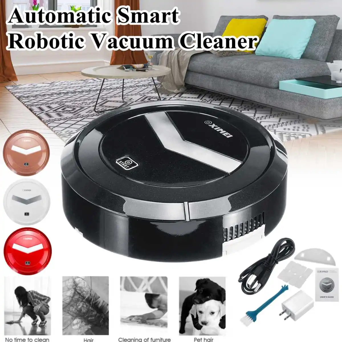 

Smart Robot Vacuum Cleaners Rechargeable Auto ASD Cleaning Sweeping Floor Dirt Dust Hair Automatic Cleaner For Home Electric