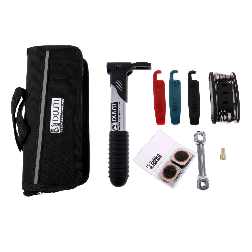 

16 in 1 Multi-Function Bike Bicycle Cycling Mechanic Repair Tool Kit with Tire Pry Bars Wrench Pump For Journeys