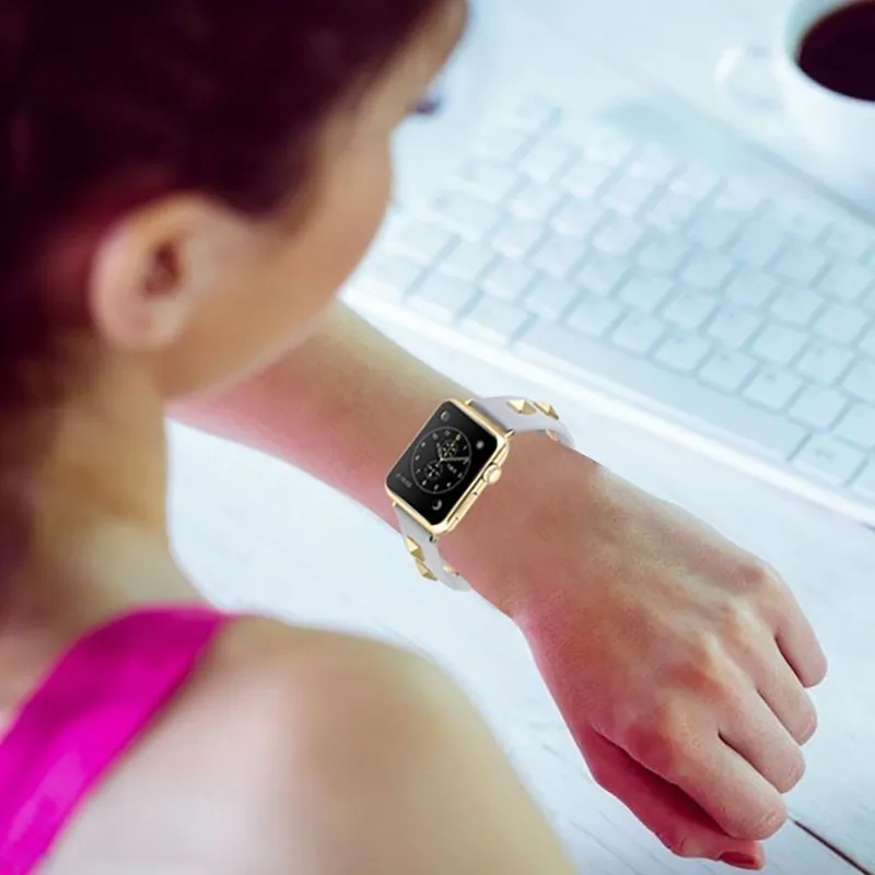 Ремешок из натуральной кожи для Apple Watch Band 44 мм 40 браслет iwatch series 5 4 3 петля 42 38