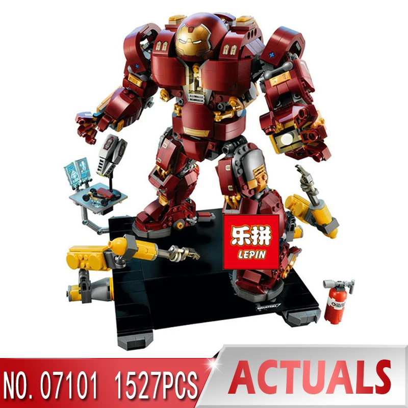 

Lepin 07101 1527Pcs Super Genuine Hero Compatible with 76105 Iron Man Anti Hulk Mech Hulkbuster Ultron Building Bricks Blocks