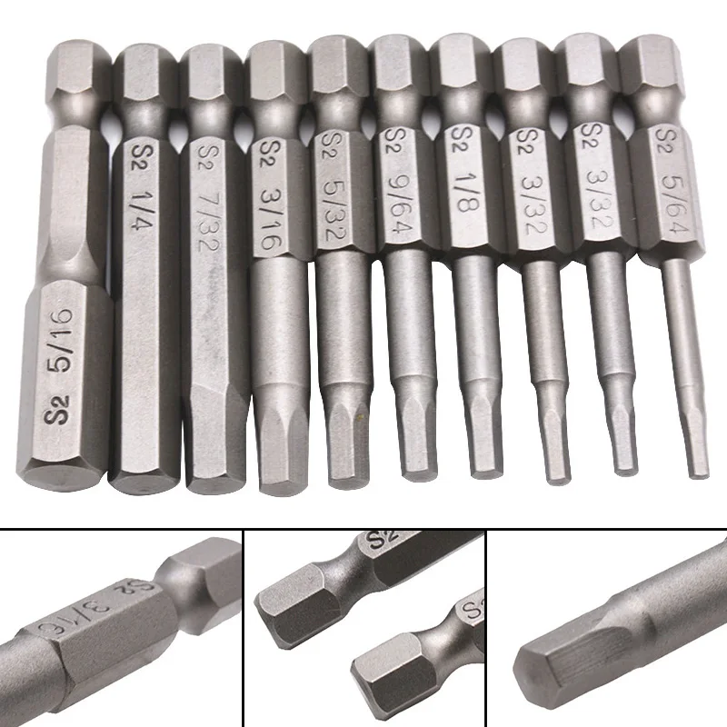 10pcs 50mm Screwdrivers Electric Drill Bit Hex Shank Drill