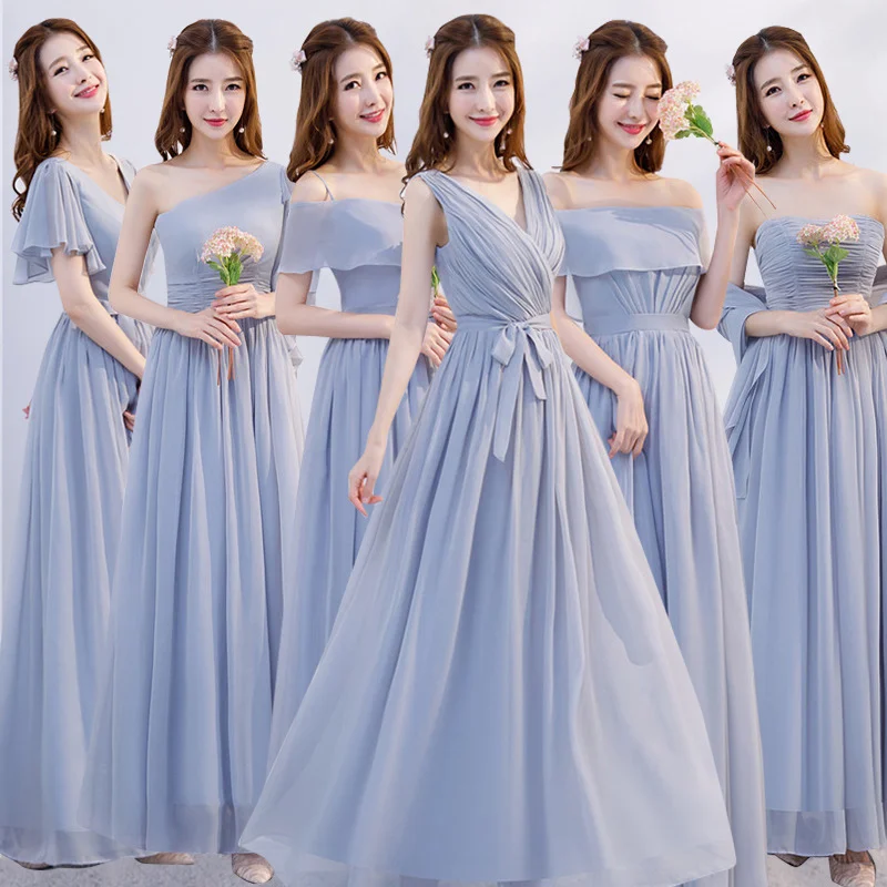 

Bridesmaid Elegant chiffon Long Dresses Pretty Formal Wedding maid of honor Dresses fashion Women Formal Party Gowns