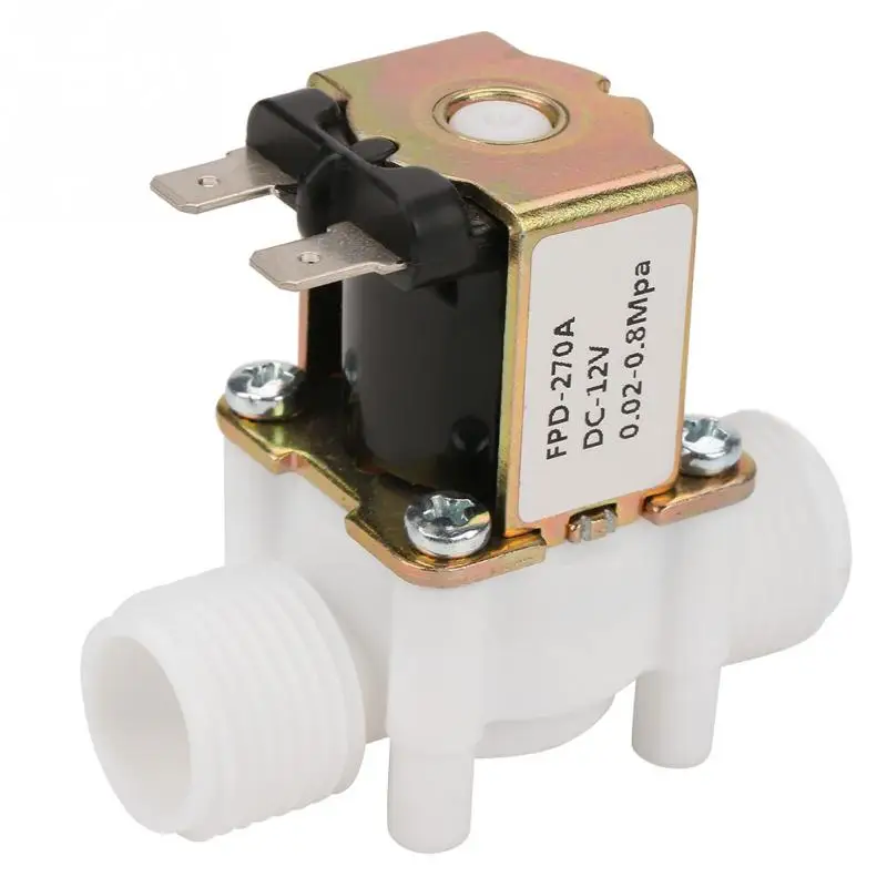 DC 12V Normally Close Magnetic Valve Plastic Electric Solenoid Valve Pressure Inlet Solenoid Valve for Water Control G1//2