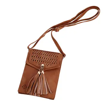 

PinShang Women Retro Hollow Design PU Casual Satchel for Coin Phone Storage