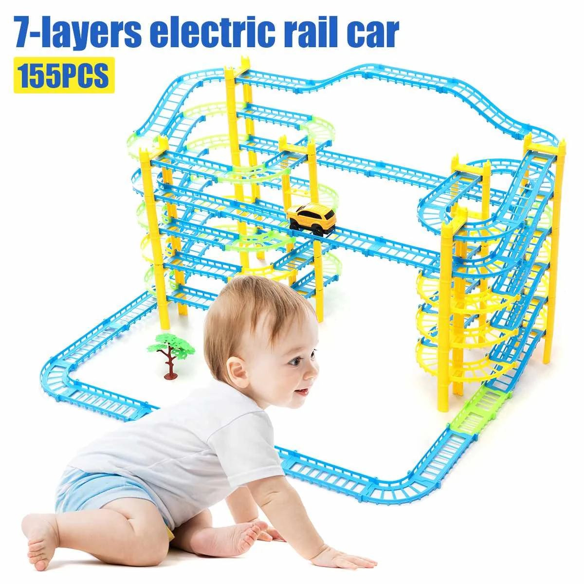

Simulation 7-layers Electric Rail Car Motor Vehicle Rail Car Electric Train Train Mold Toys For Children Kids Toys Rc Car