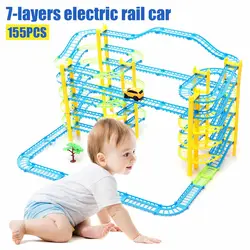 Моделирование 7 слоев Электрический Железнодорожный вагон автомобиль вагон электропоезда поезд формы игрушки для Для детей игрушки Rc