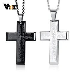 Vnox для мужчин молитва Матфея 6:9-13 Библия цепочки и ожерелья нержавеющая сталь крест кулон мужской религиозные украшения