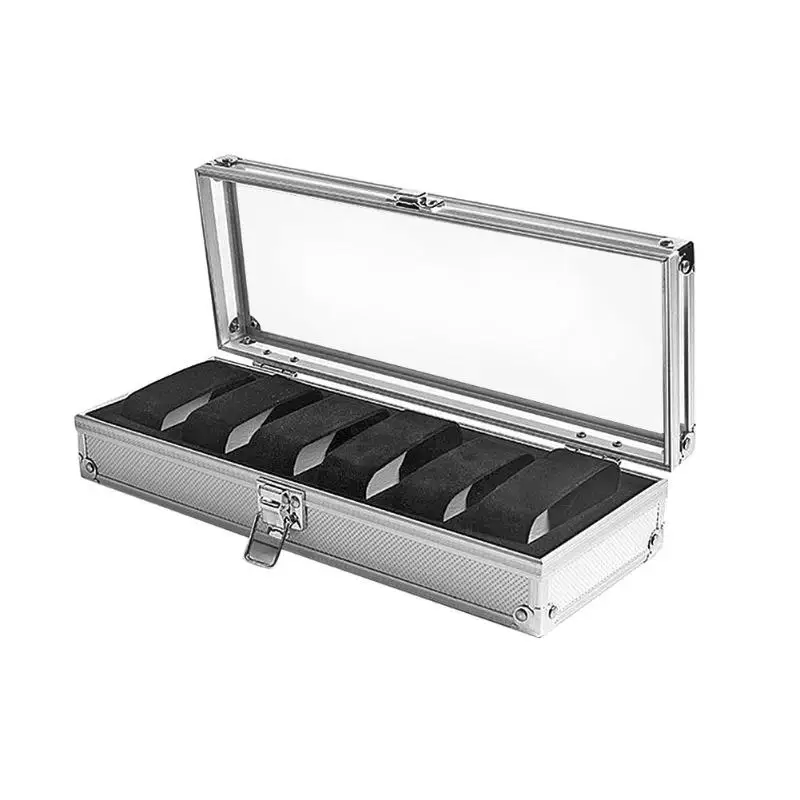 

6 Grids Aluminum Watch Storage Box Case Holder for Watches Jewelry Display