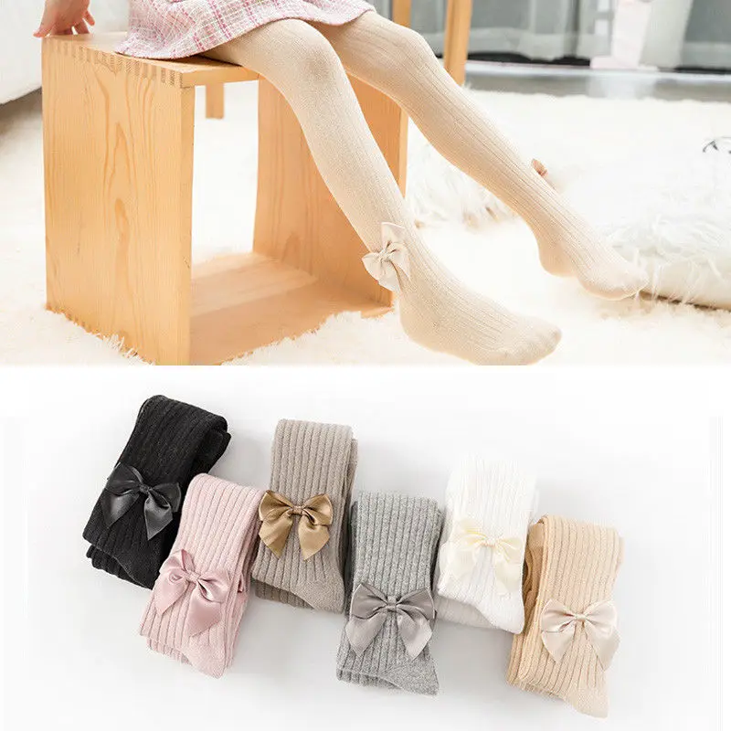 

6 Colours Lovely Kids Girls Cotton Bowknot Tights Opaque Pantyhose Ballet Dance Stockings Comfortable Little Girls Stocking