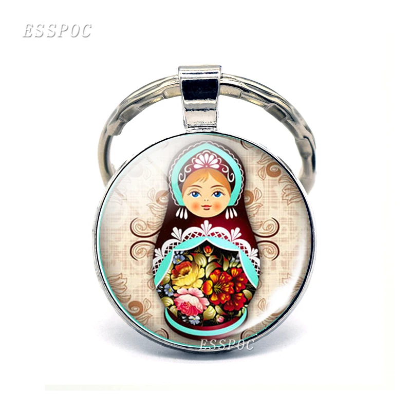 Русская кукла брелок Матрешка рукав мультфильм стеклянный купол ювелирное