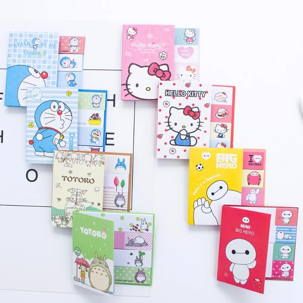 

Hello Kitty Totoro Doraemon Baymax Stickers Kawaii Self-Adhesive Sticky Notes Stationery Planner Memo Pad Cute Papeleri 01963