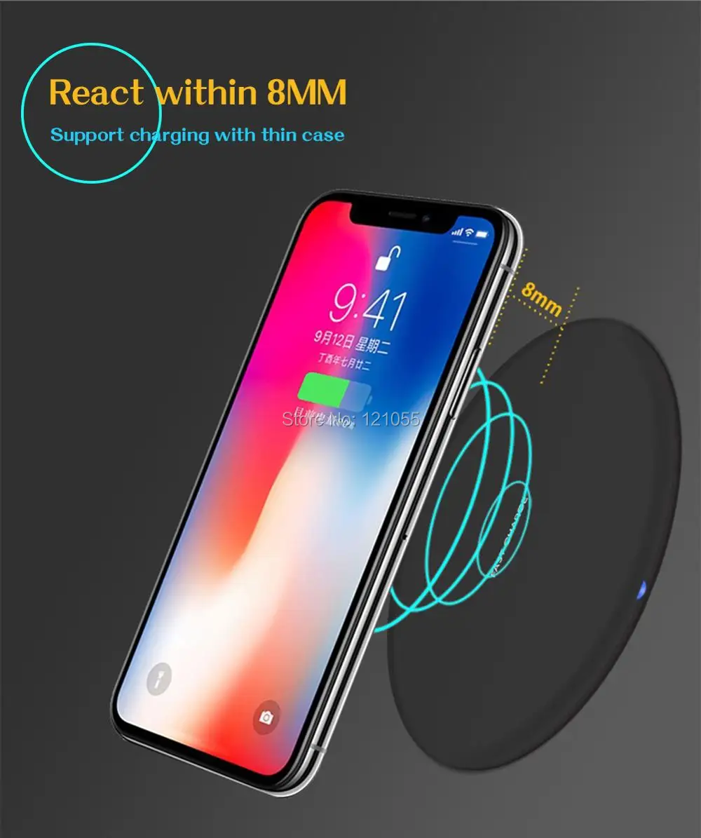 Беспроводное зарядное устройство Qi для iPhone XS/X/8/7 plus быстрая Беспроводная зарядка