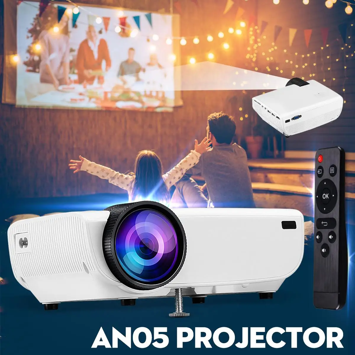 

1080P Home LED Projector Remote Control Keystones Correction 0.8M-3.8M Image Full HD Projector