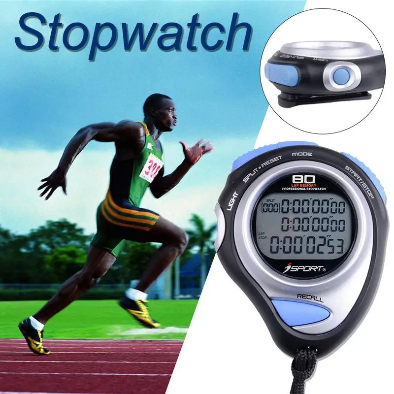 

MUMIAN Sports Stopwatch LCD Professional Digital Handheld 80 Laps Memory Three Row Seconds Chronograph Counter Timer With Strap