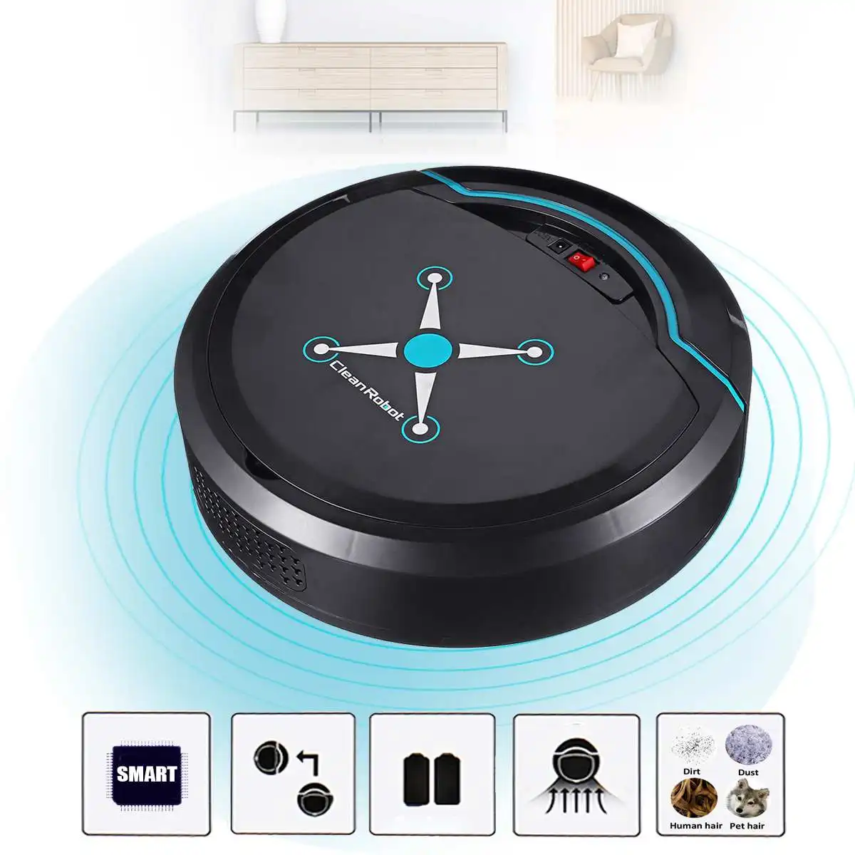 Automatic Sweeping Robot Sweep Suction Dust Machine Rechargeable Electric Vacuum Cleaners Home Floor Dirt Dust Hair Cleaner
