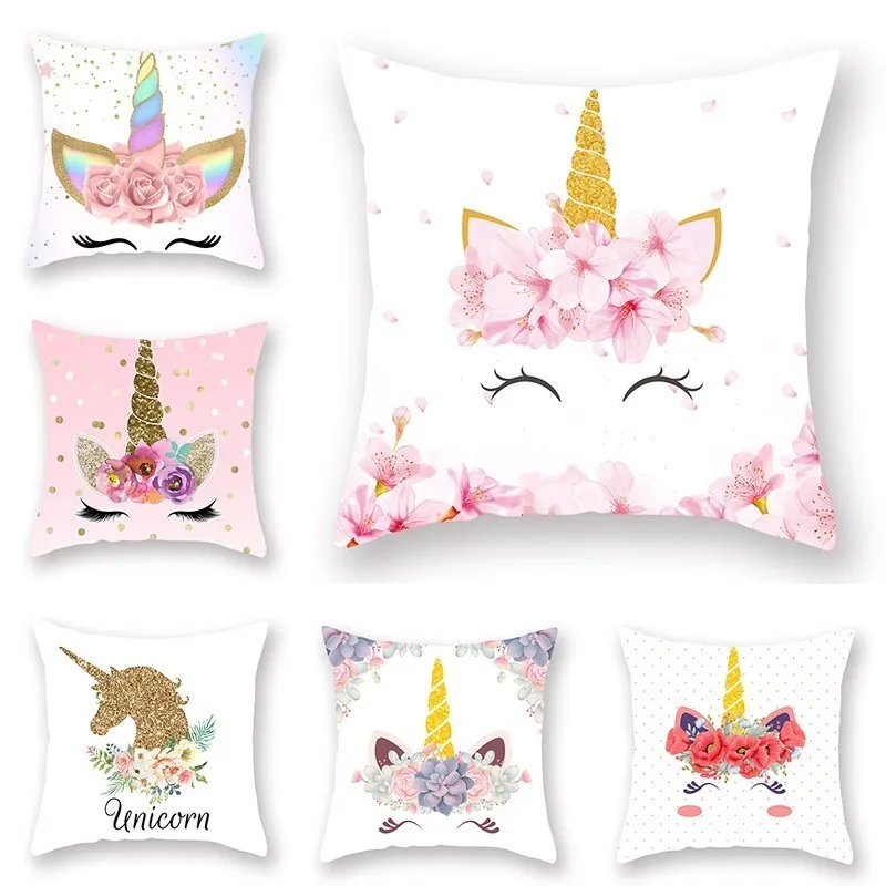 

New Unicorn Printed Casual Cushion Cover Square Polyester Home Decor Pillow Case Couch Chair Rest Pillow Case