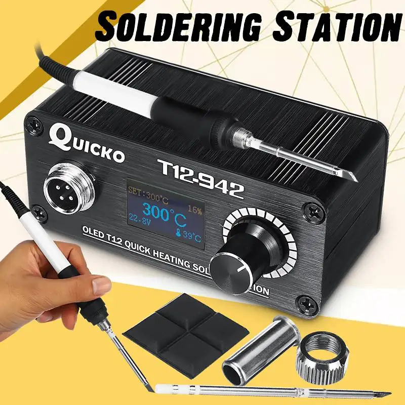 

T12-942 MINI OLED Digital Soldering Station T12-907 Handle soldering tips 75W use with T12-K Iron Tips Welding Tool