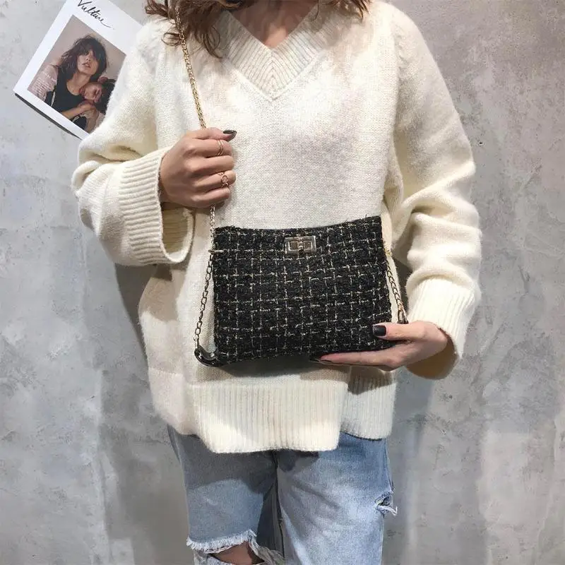 

Twill Women Messenger Shoulder Bags Casual Lady Chain Crossbody Satchel Bag