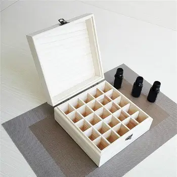 

Solid Wood Essential Oil Bottle Storage Box Oversized Model 25 Compartments Natural Essential Oil Display Case
