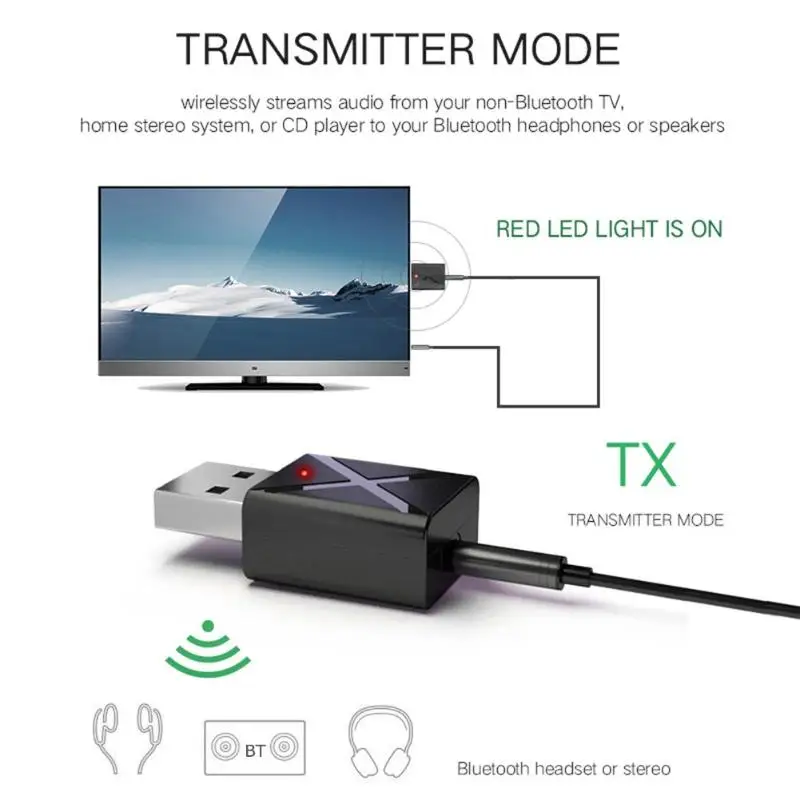 Беспроводной адаптер для ТВ ПК и автомобиля с Bluetooth приемником мини USB 3 5 мм AUX BT