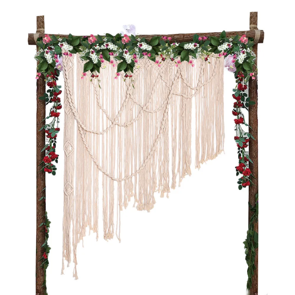 

Hanging Bohemian Macrame Woven Handmade Tapestry Curtain Wedding Background Door Curtain Home Decor DIY Craft Wedding Decor