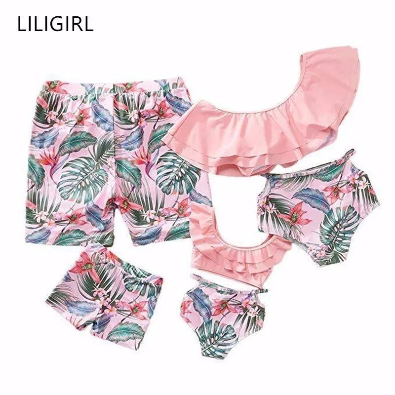 Купальник LILIGIRL для мамы дочки и папы комплект бикини всей семьи летняя одежда