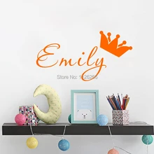 Custom Any Kids Name Crown DIY Wall Sticker Art Decals for Tiny Tots Room Decor Two Size