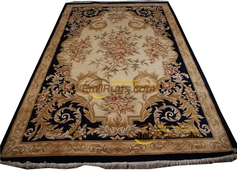 

Hand-knotted Rug Reversible Fashionable Household Decorates Circular Carpet Museum Natural Sheep Wool