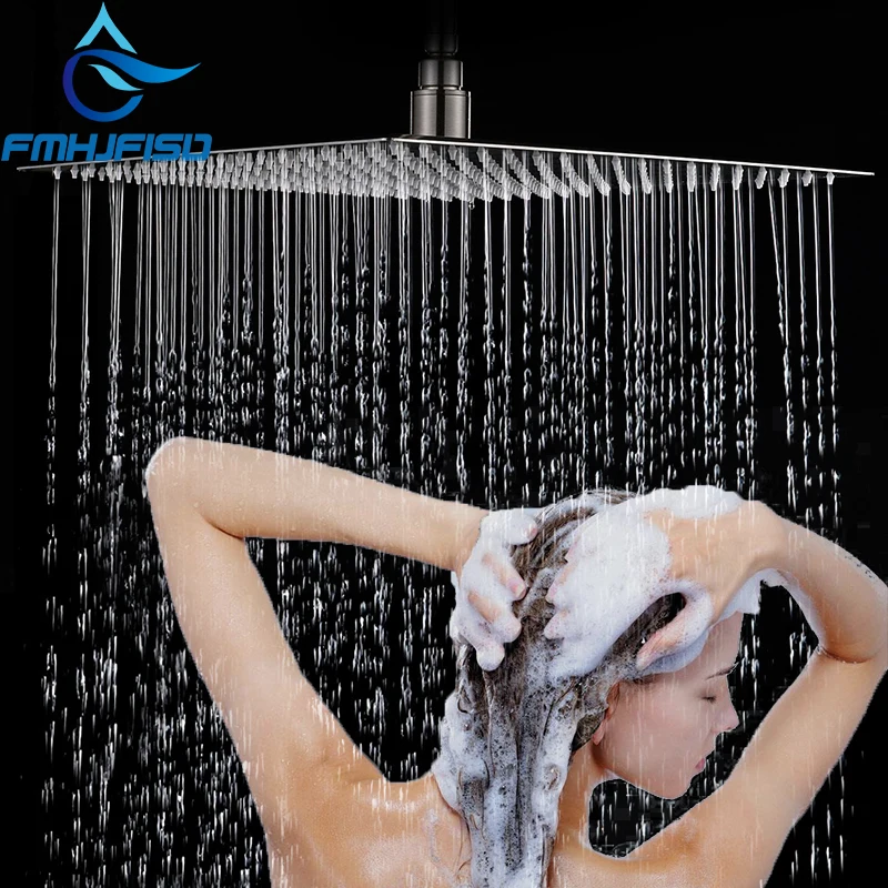 Multiple Sizes Options SUS304 Square Shower Head Chrome Ultrathin Rainfall Shower Head Ceiling Wall Top Over Sprayer Antirust shower head shower nozzle