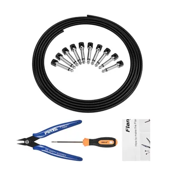 

10pcs FLG-005 DIY Guitar Effect Pedal Solderless Instrument Cable Kit Cable Cord DIY Set 1/4 Inch TS Plugs 10 Feet Cable