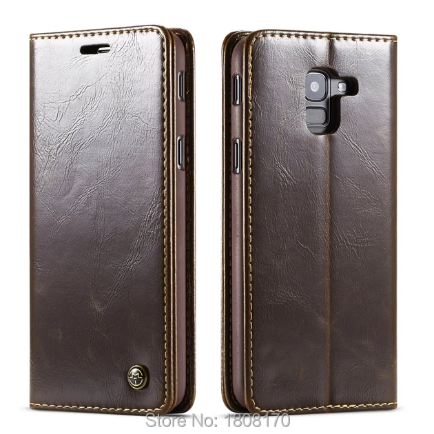 CaseMe кожаный чехол-кошелек для Samsung Galaxy A6 A8 2018 J4 J6 Plus Ретро стиль подставка карт