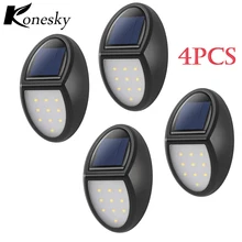 Konesky 4 шт. солнечный светильник PIR датчик движения настенный светильник водонепроницаемый IP65 ночной Светильник наружный Перезаряжаемый для безопасности сада