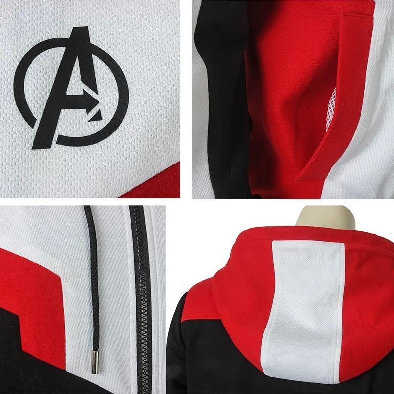 Avengers Endgame Costume Quantum Realm Cosplay Hoodie Zipper Adult Sweatshirt Custom Halloween Carnival Tony Stark Iron Man