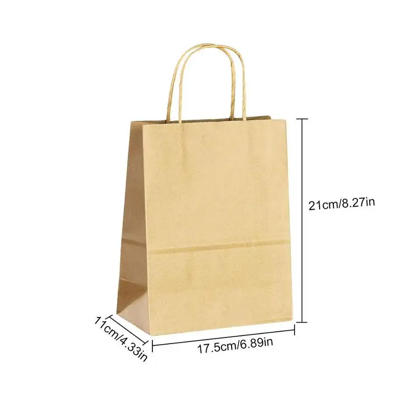 

30 PCS 100% Recycled Medium Kraft Paper Bags with Handles for Shopping Lunch Retail Merchandise Robust Reusable Load - Bearing 5