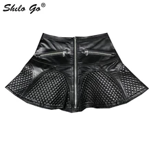 Уличная кожаная юбка женская летняя с высокой талией соединенная клетчатая юбка из овчины Натуральная кожа мини юбки-трубы женские