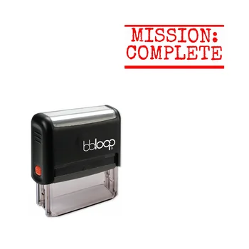 

Bbloop 'MISSION: COMPLETE' Self-Inking Office Stamp, Rectangular Typewriter Style