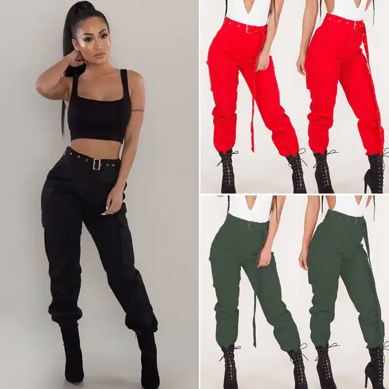 ladies cropped cargo trousers