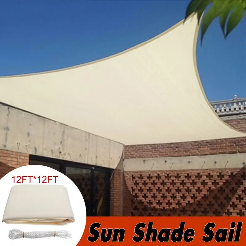 

Outdoor 3.5x3.5m Garden Square Sun Shade Sail Canopy Patio Garden Awning UV Block Top Shelter Beige Waterproof Car Cover