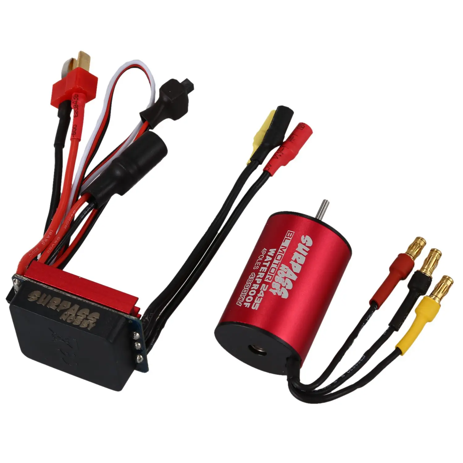 

SURPASS HOBBY S2435 4800KV Sensorless Brushless Motor and 25A Brushless ESC Combo Set for 1/16 1/18 RC Car Truck
