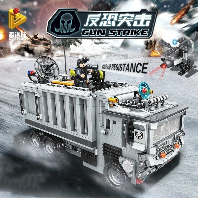 

PANLOS Mobile Command Center Base Transformation Police Truck Building Blocks Toys For Children Compatible Legoings City Militar