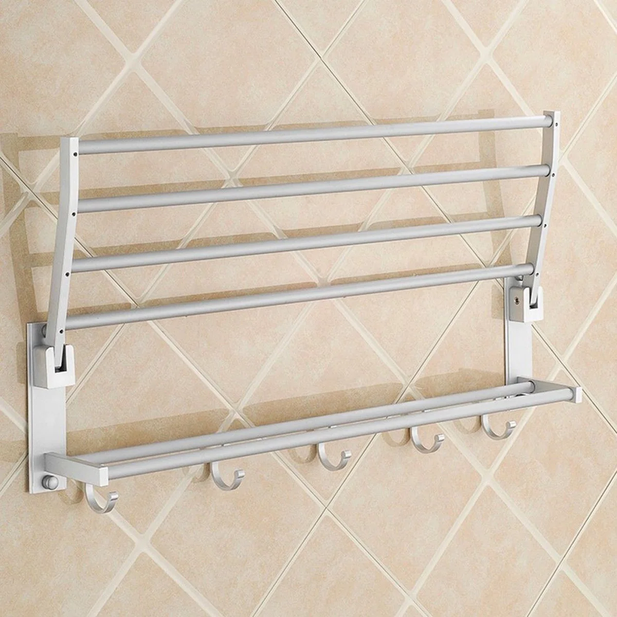 

Modern Double Wall Mounted Bathroom Bath Towel Rails Holder Storage Rack Shelf