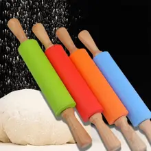 Adeeing 15 дюймов средняя силиконовая Скалка антипригарное покрытие деревянная ручка инструмент для кухни