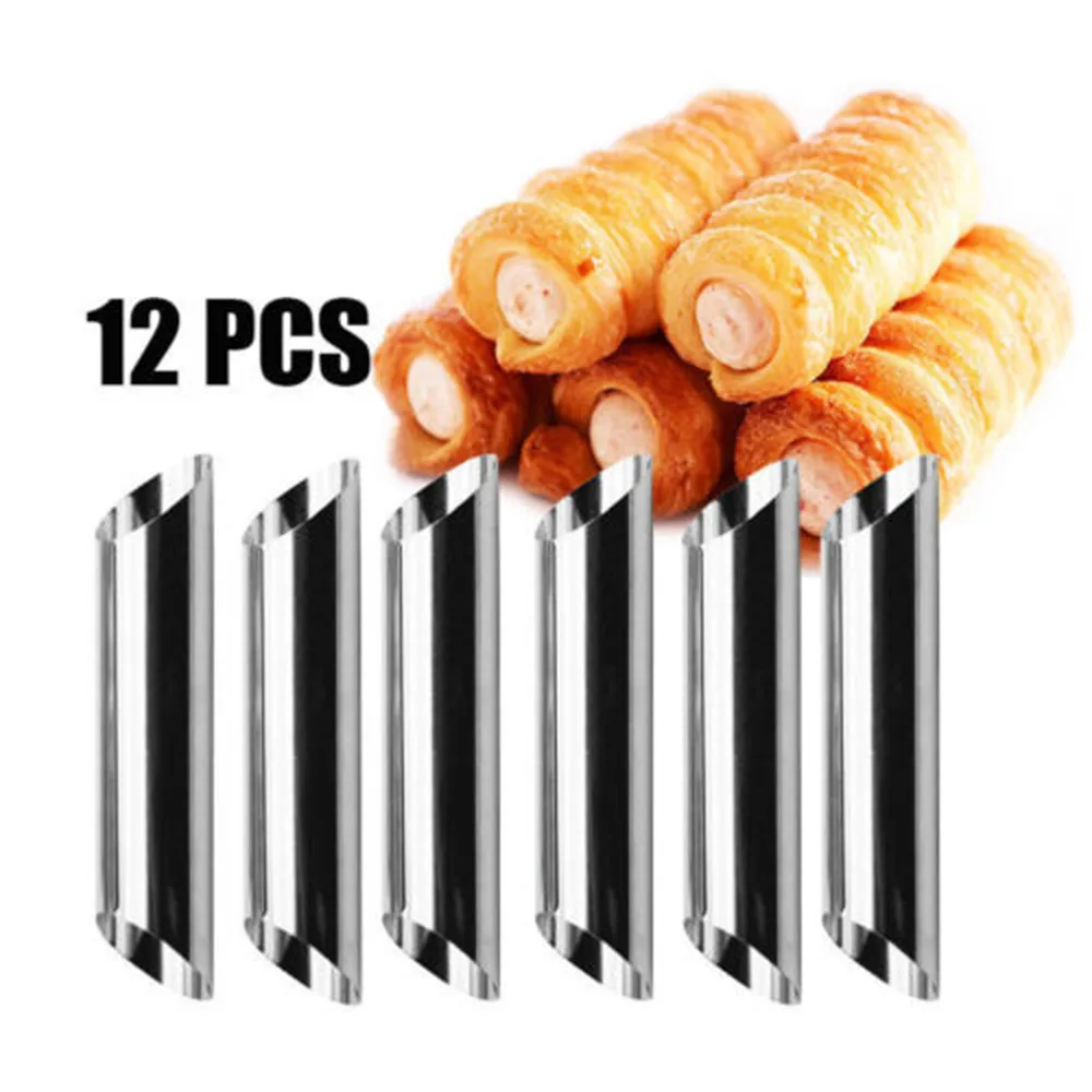 12 шт. конусная форма конусной формы Cannoli из нержавеющей стали спиральная для