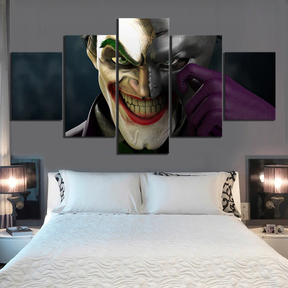 

5 Piece Games Art Print The Joker Poster Paintings Dark Knight Batman Movie Poster Paintings Canvas Art for Home Decor Wall Art