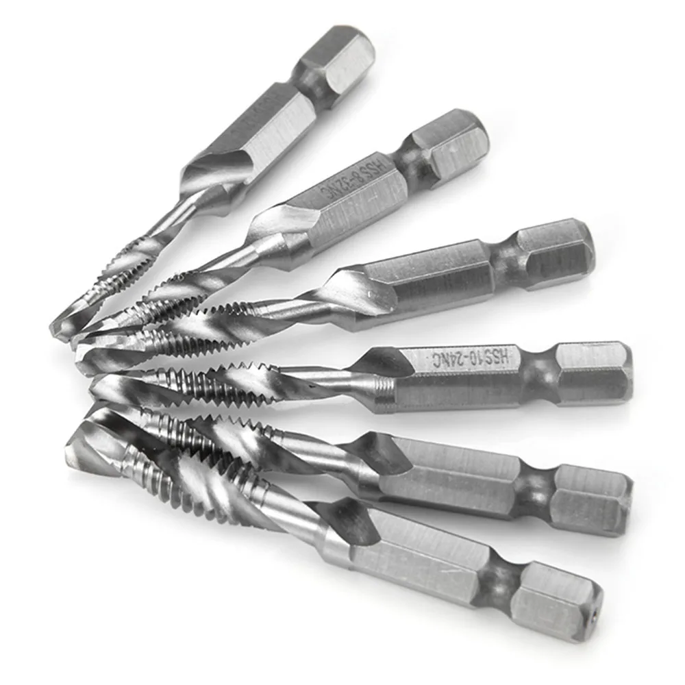 

6PCS M3-M10 HSS Metric Tap Drill Bits Soft Metal Tapping for Machine Screw Thread