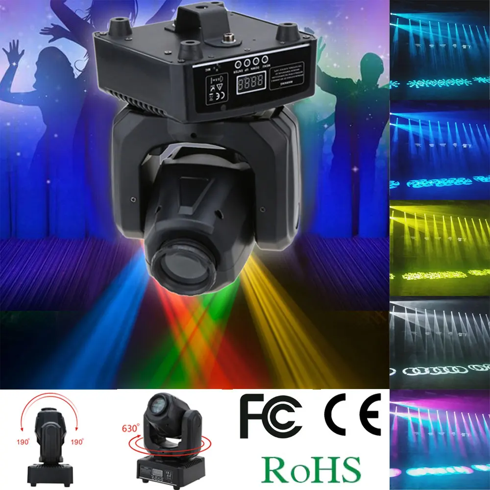 7 Colors 30W DMX512 Head Moving Sound Control 9 / 11 Channels Rainbow Changing Light LED Stage Pattern Lamp for Disco KTV Party