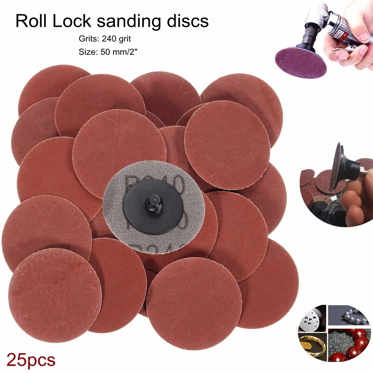 

Best Price 25pcs 2 Inch 240 Grit R-Type Roll Lock Sanding Discs Abrasive Tool For Metal Processing