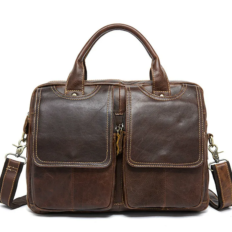 

Men's Briefcase Laptop 14'' Tote Crossbody Bags For Men Messenger Bag Men's Shoulder Bag Genuine Leather Male Bags