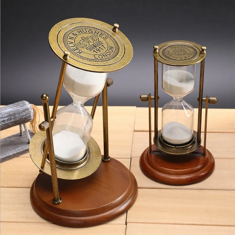 

15 Minutes, 30 Minutes Hourglass Hourglass Wood Frame Rotary Desk For Home Decoration