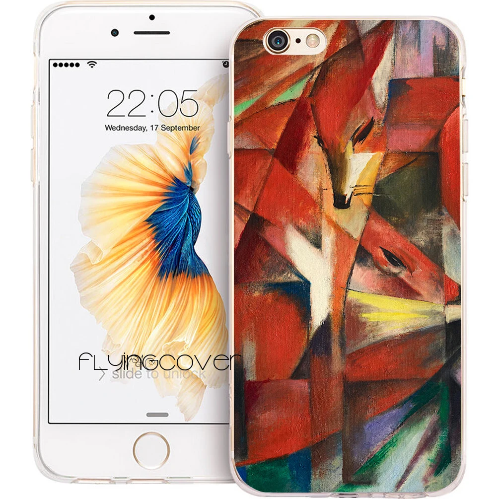 Fundas Franz Marc The Foxes Мягкие силиконовые чехлы для телефонов iPhone XS Max XR 7 8 6 S Plus 5S 5 SE 5C 4S 4